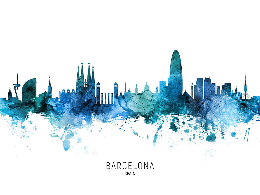 Barcelona Spain Skyline #50 Digital Art by Michael Tompsett