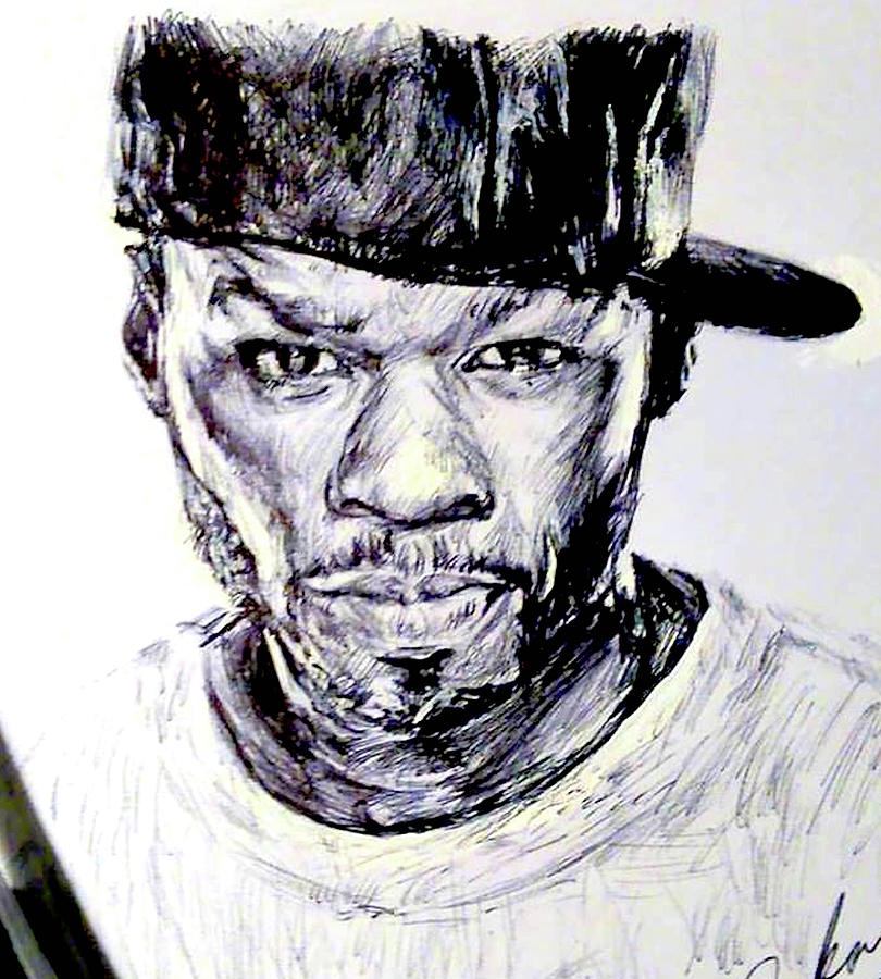 50 Cent Drawing by Billy Jackson