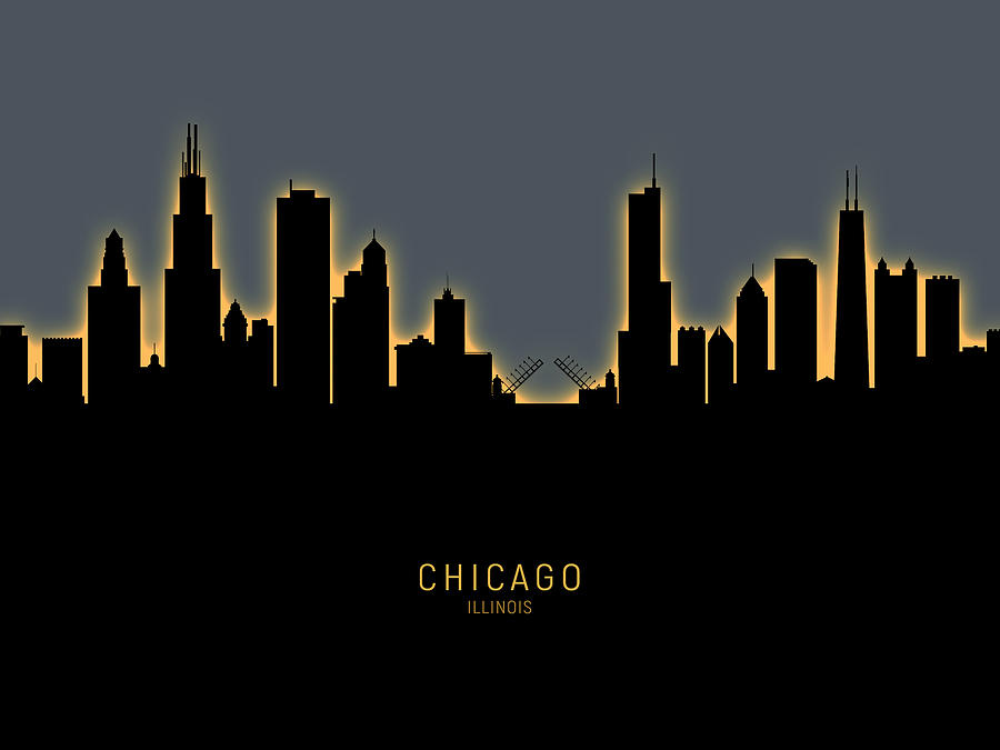 Chicago Illinois Skyline #50 Digital Art by Michael Tompsett