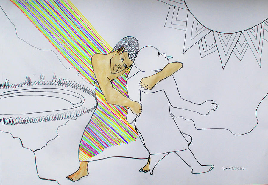 Kintu and Nambi #500 Painting by Gloria Ssali