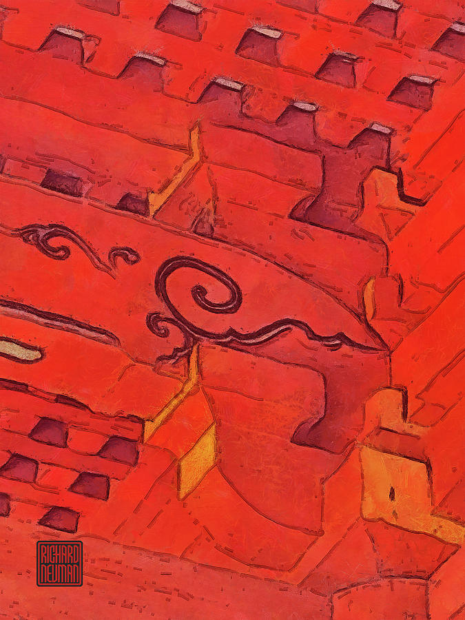 Architecture Mixed Media - 506 Architectural Detail, Red Ceiling, Todaiji Temple, Nara, Japan by Richard Neuman Architectural Gifts