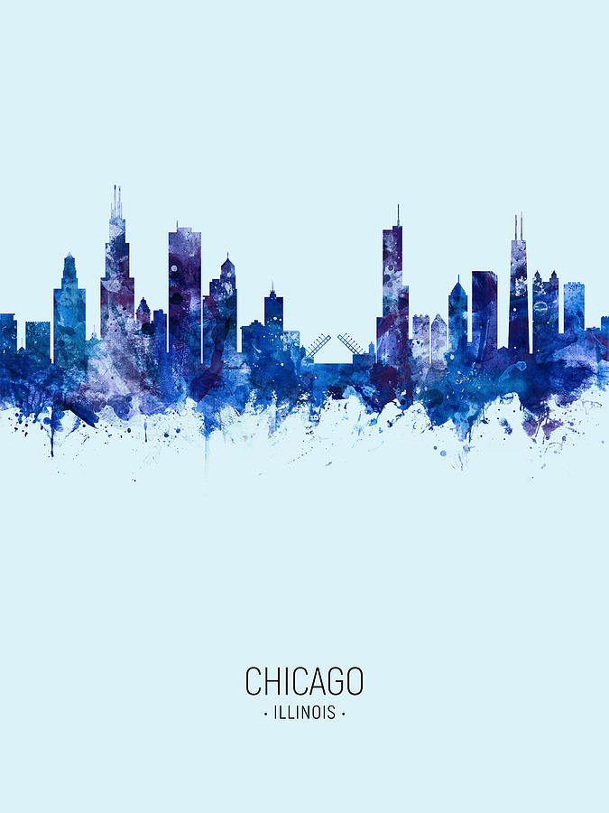 Chicago Digital Art - Chicago Illinois Skyline #51 by Michael Tompsett