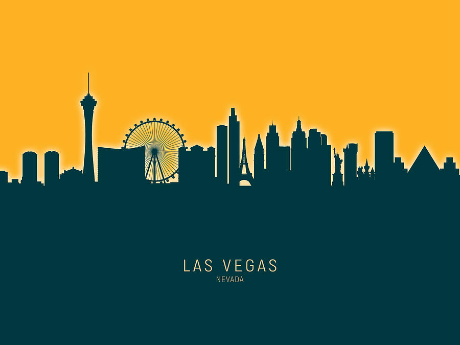 Las Vegas Digital Art - Las Vegas Nevada Skyline #51 by Michael Tompsett