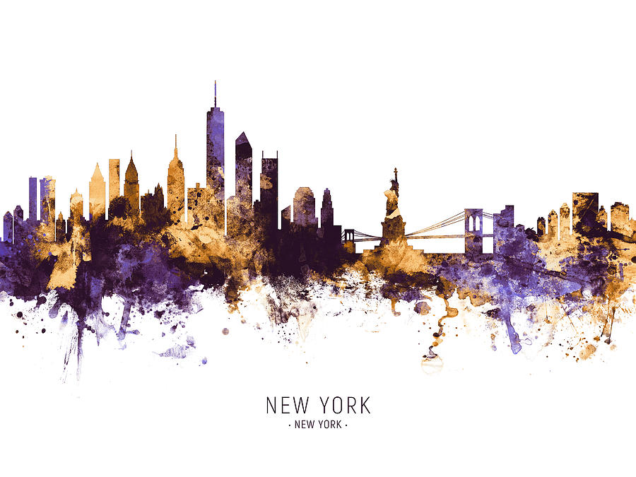 Skyline Digital Art - New York Skyline by Michael Tompsett