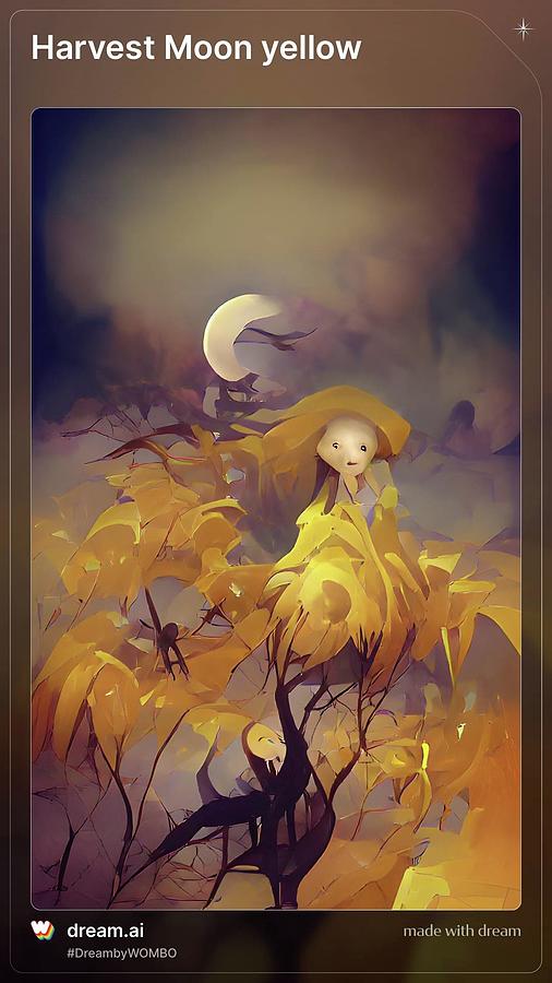 A I Yellow Harvest Moon  #1 Digital Art by Denise F Fulmer