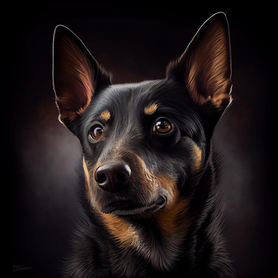 Dog Mixed Media - Australian Kelpie Dog Portrait #52 by Stephen Smith Galleries