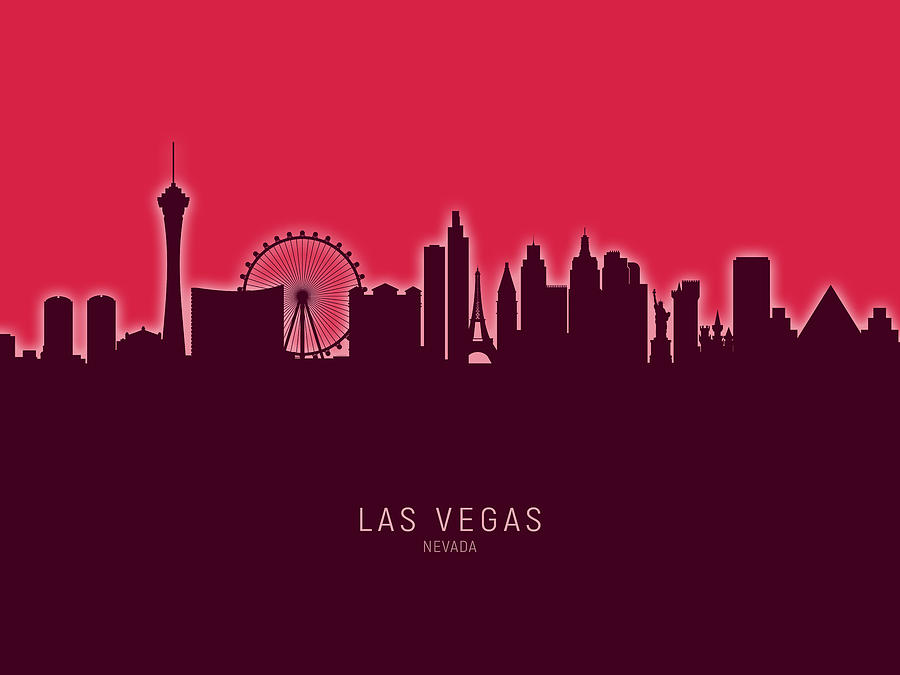 Las Vegas Nevada Skyline #52 Digital Art by Michael Tompsett