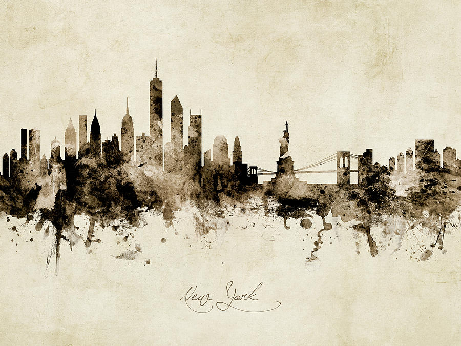 New York Skyline #52 Digital Art by Michael Tompsett