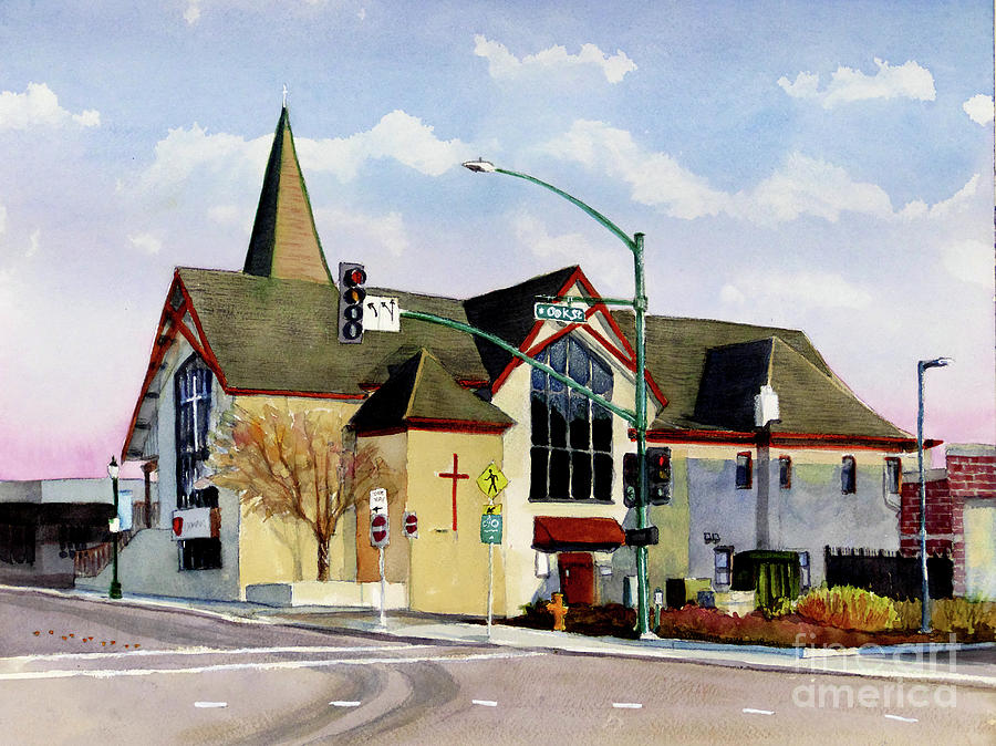 #528 Church on Lincoln Street #528 Painting by William Lum