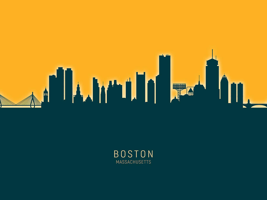 Boston Digital Art - Boston Massachusetts Skyline #53 by Michael Tompsett