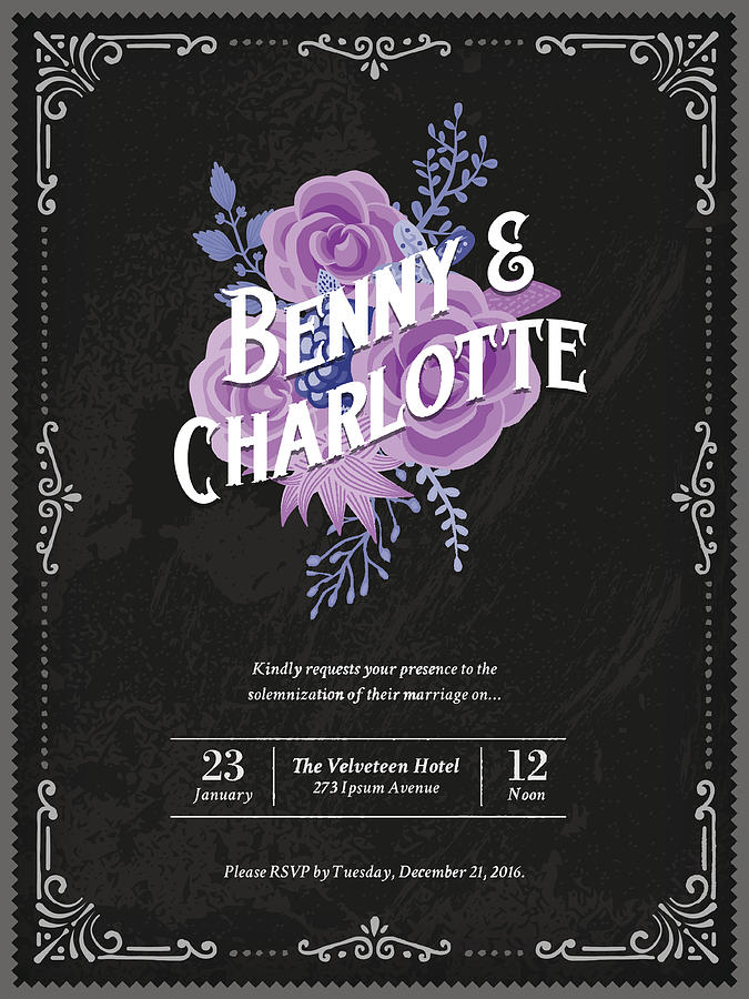 Floral Wedding Invitation Template #53 Drawing by DavidGoh