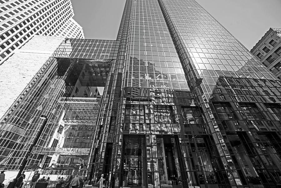 53 State Street Boston MA Exchange place Sun Reflection Black and White Photograph by Toby McGuire