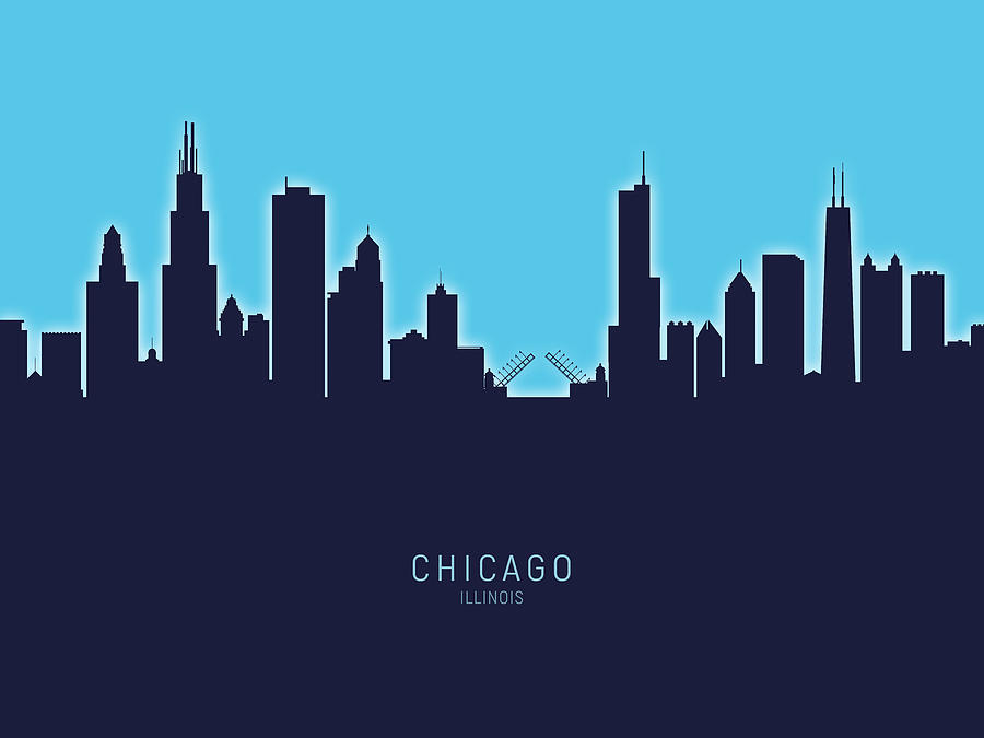 Chicago Digital Art - Chicago Illinois Skyline #54 by Michael Tompsett