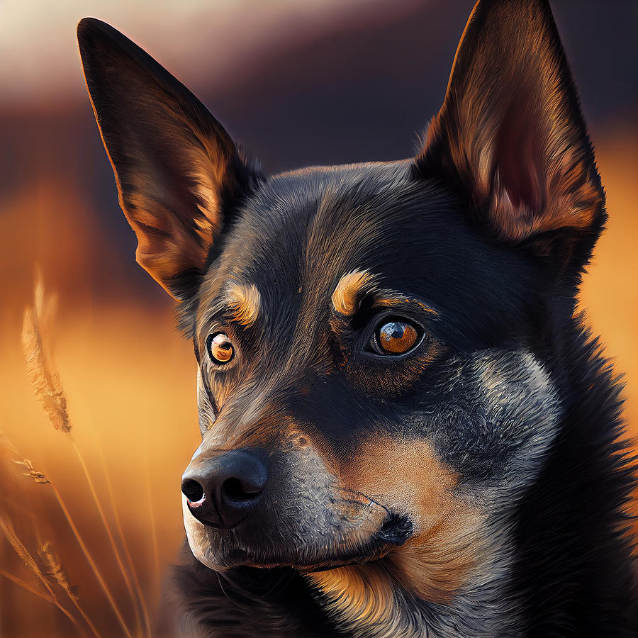 Dog Mixed Media - Australian Kelpie Dog Portrait #55 by Stephen Smith Galleries