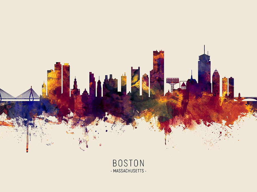 Boston Massachusetts Skyline #55 Digital Art by Michael Tompsett