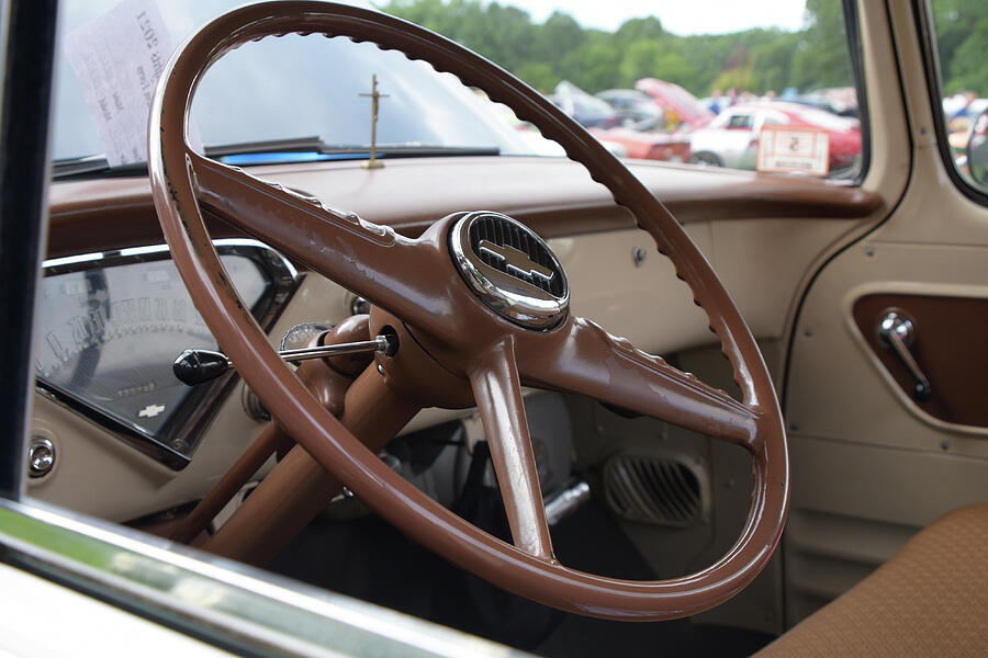 55 Chevy Pick Up Steering Wheel #55 Photograph by Mike Martin