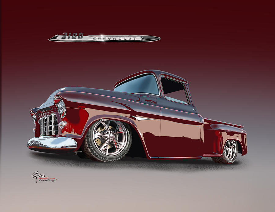 Custom 55 Chevy Truck Digital Art by Michael Voth - Fine Art America