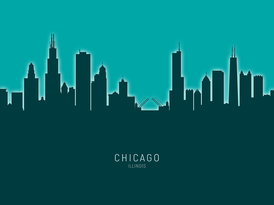 Chicago Digital Art - Chicago Illinois Skyline #55 by Michael Tompsett