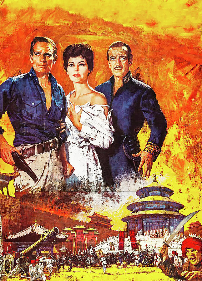 Charlton Heston Painting - 55 Days at Peking, 1963 - base art by Howard Terpning #55 by Movie World Posters