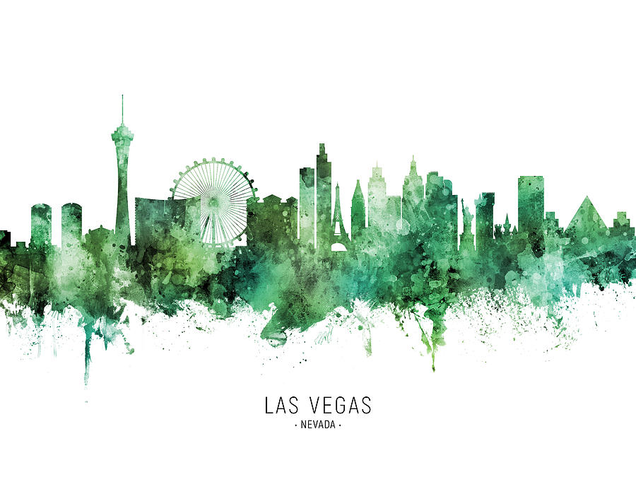 Las Vegas Digital Art - Las Vegas Nevada Skyline #55 by Michael Tompsett