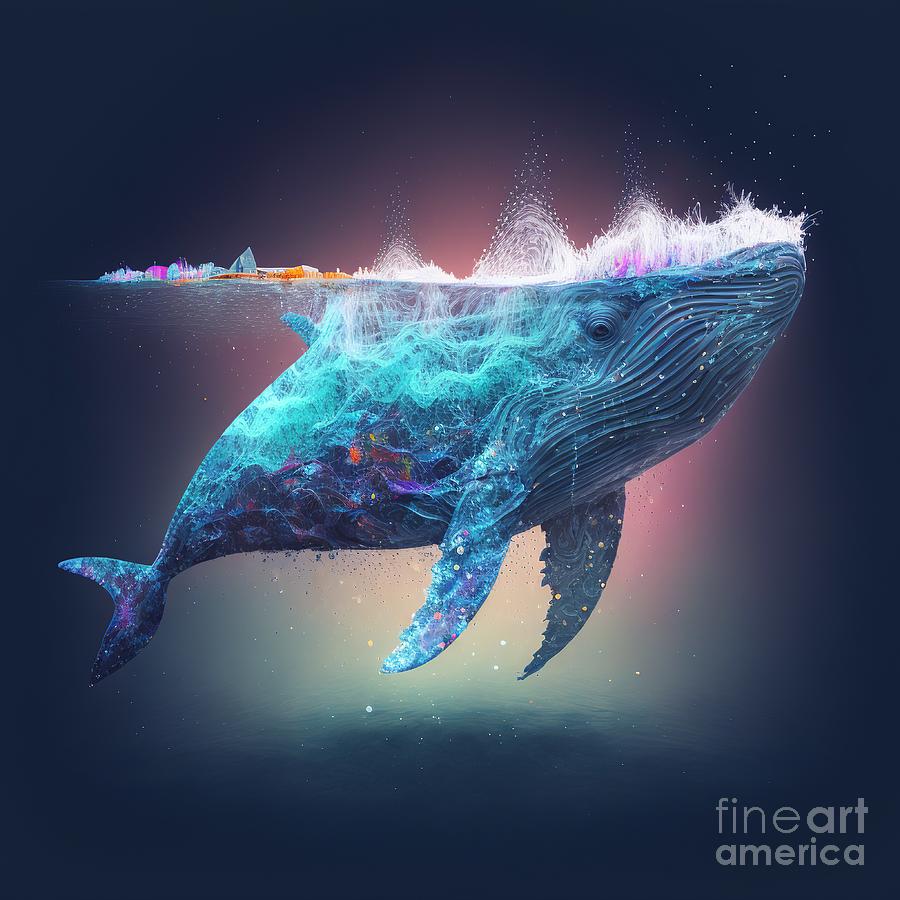 Whales Particle Colorful Deep Digital Art by Somsong Artist - Fine Art ...