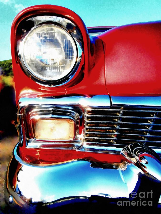56 Chevy Bel Air Red American Classic Car  Photograph by Janine Riley