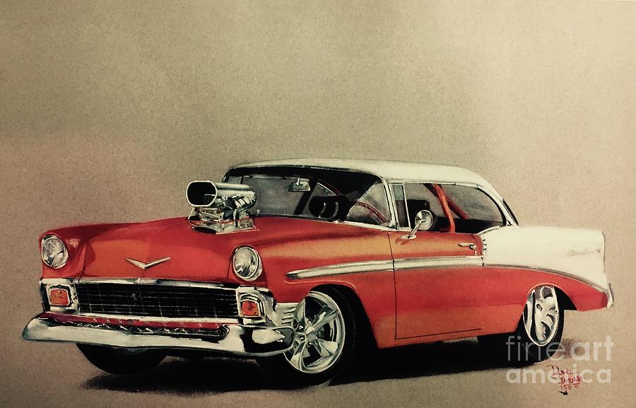 56 Chevy drawing Drawing by Dan Ingram - Fine Art America