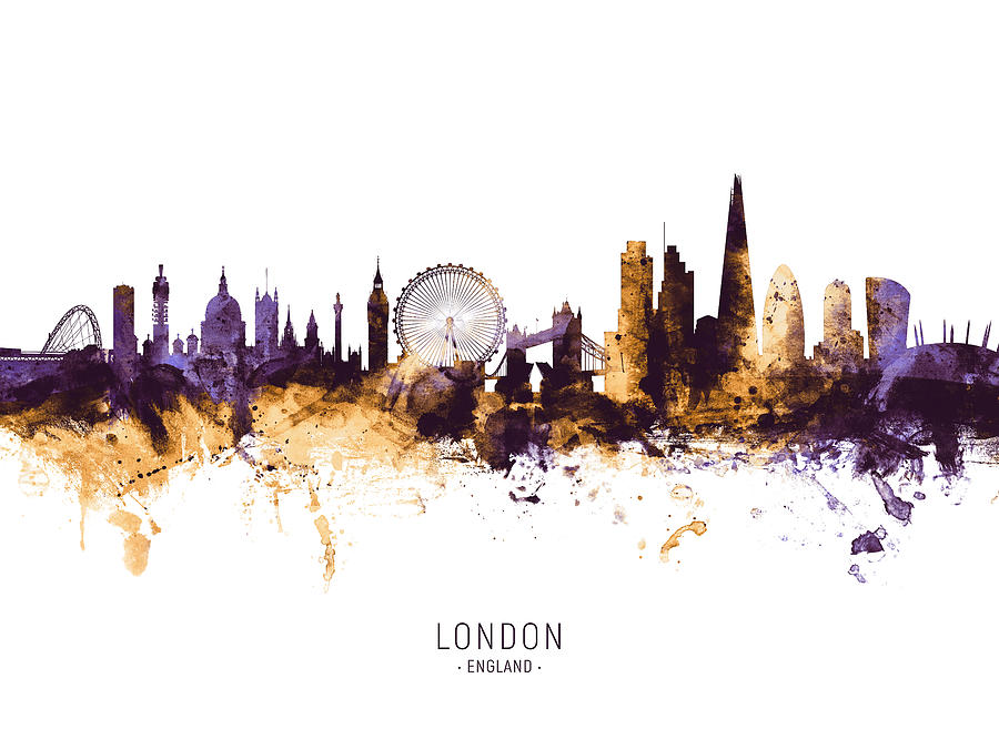 London Digital Art - London England Skyline #56 by Michael Tompsett