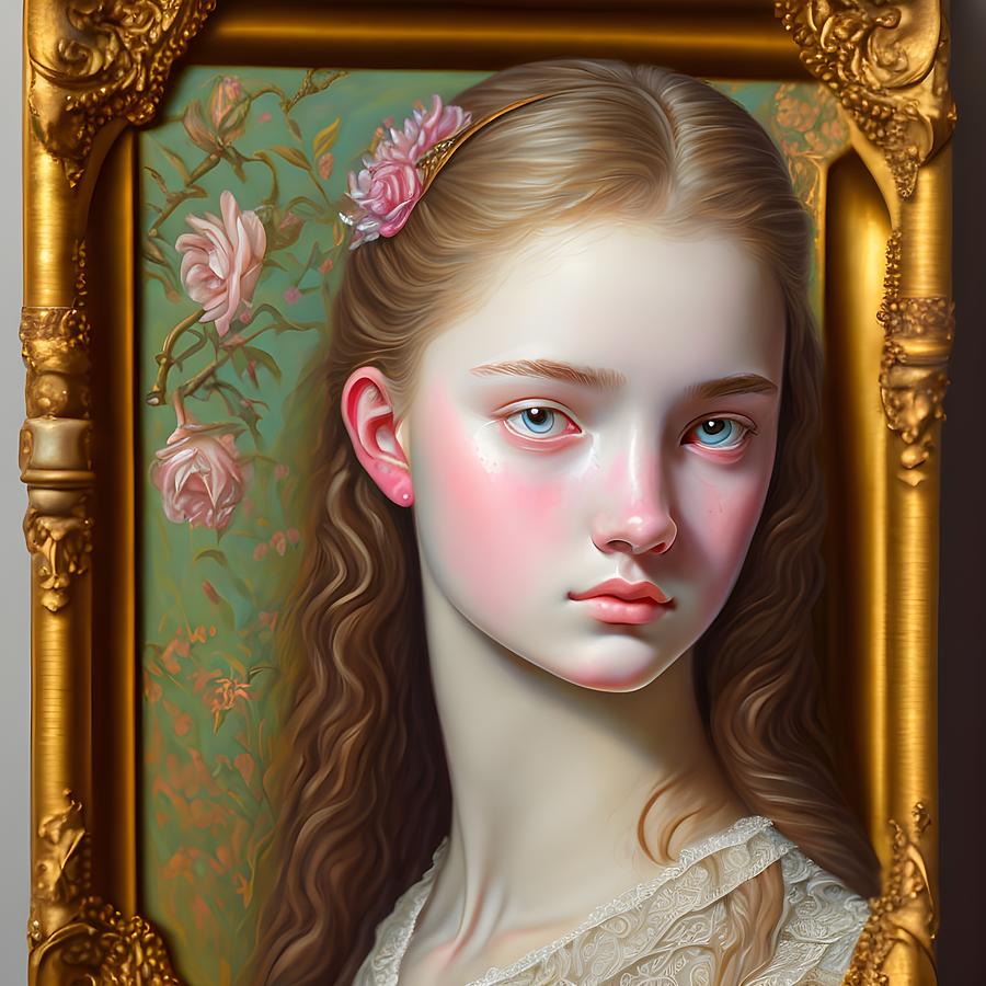 Beautiful Young Lady Generative Ai Illustration Digital Art By Miroslav Nemecek Fine Art America 0175