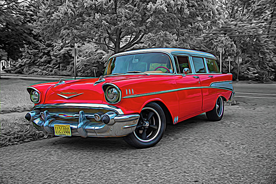 57 Chevy Bel Air Wagon Standout #57 Photograph by Alan Goldberg