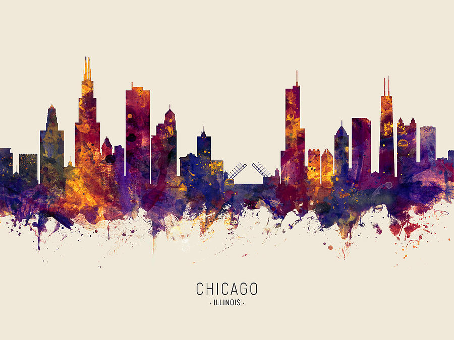 Chicago Illinois Skyline #57 Digital Art by Michael Tompsett
