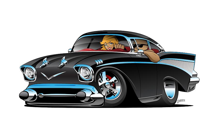 57 Classic Car Cartoon Drawing by Jeff Hobrath - Fine Art America