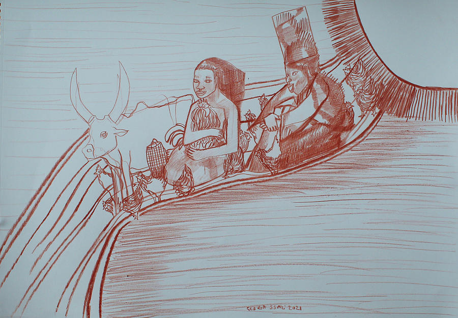 Kintu and Nambi #576 Drawing by Gloria Ssali