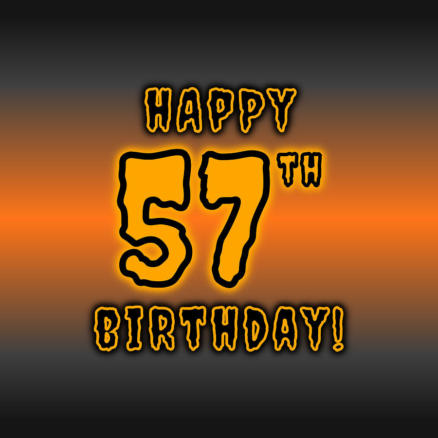 57th Halloween Birthday - Spooky, Eerie, Black And Orange Text ...