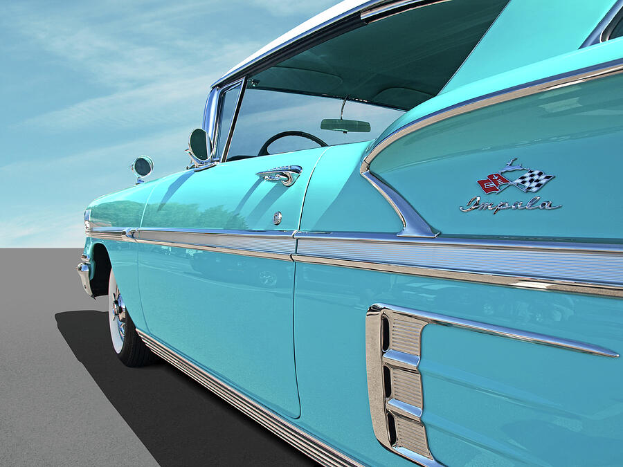 58 Chevy Impala in Turquoise Photograph by Gill Billington