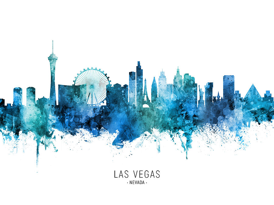 Las Vegas Digital Art - Las Vegas Nevada Skyline #58 by Michael Tompsett
