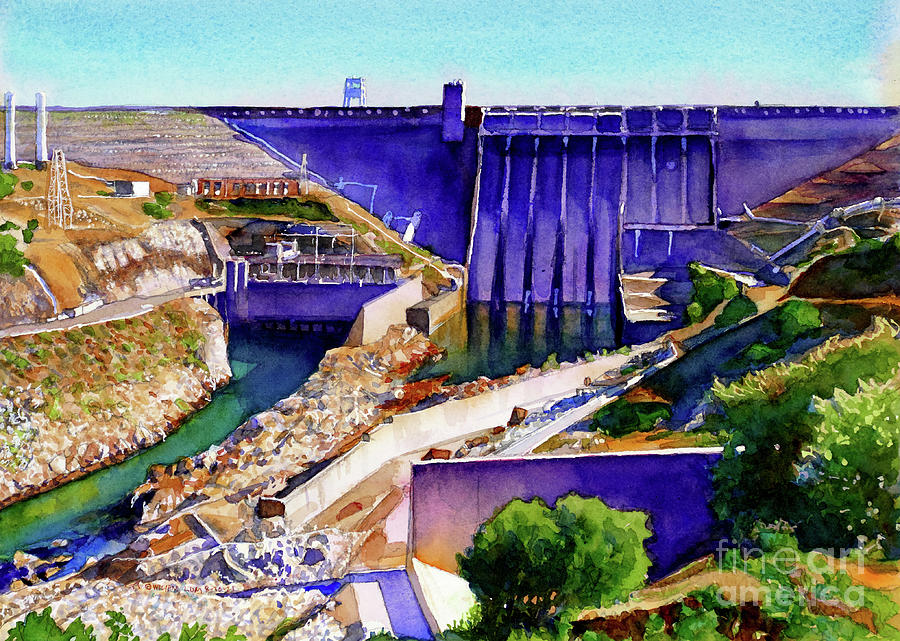 #586 Folsom Dam Spillway #586 Painting by William Lum