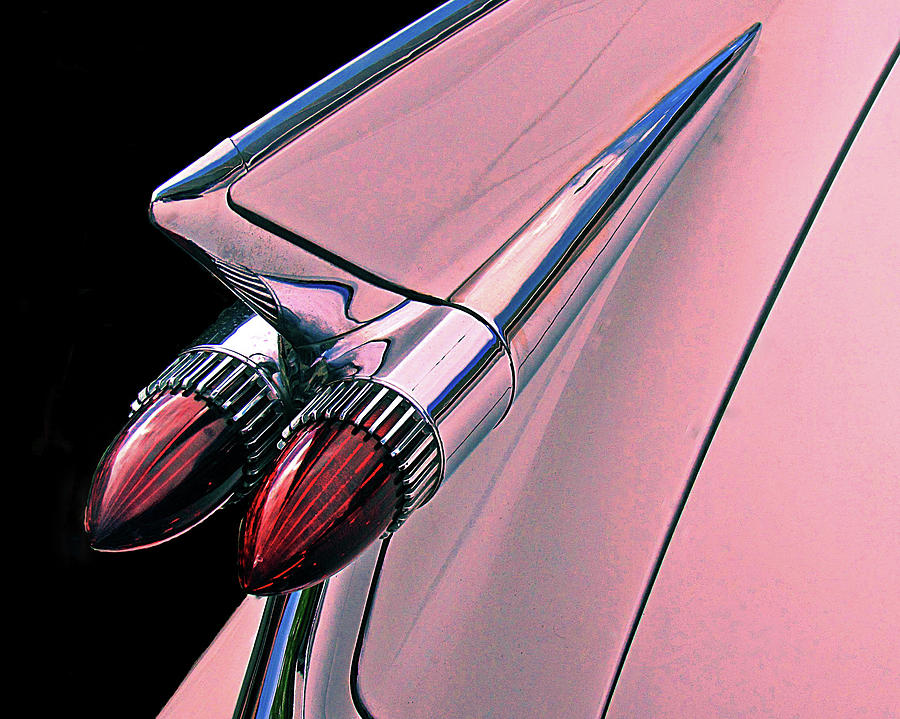 59 pink Caddy tailfin Photograph by Bob McDonnell