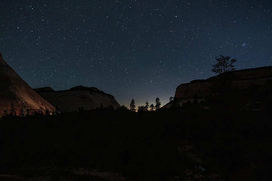 5dd0703  Night Sky in Zion Photograph by Stephen Parker