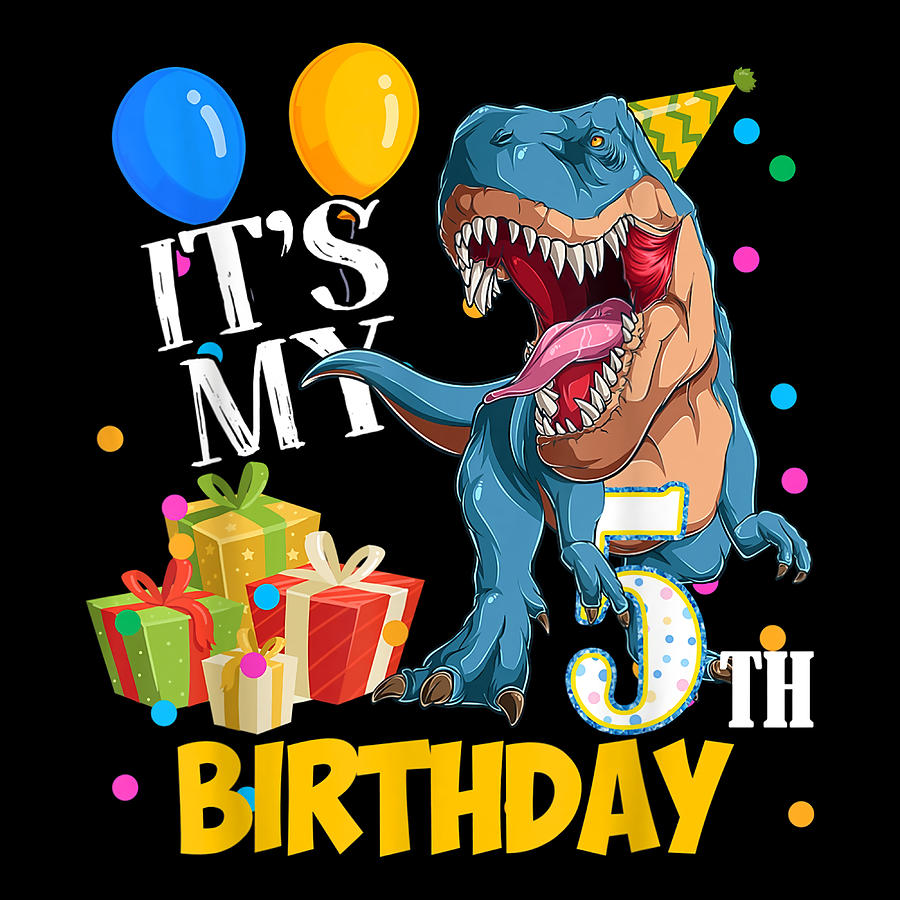 5th Birthday Boy 5 Years Old Dinosaur Saurus T Painting by Aiden Chloe ...