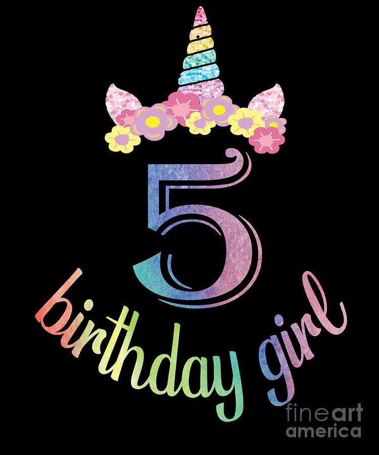 5th Birthday girl boys tshirt 5 years old party gift Digital Art by Art Grabitees - Fine Art America