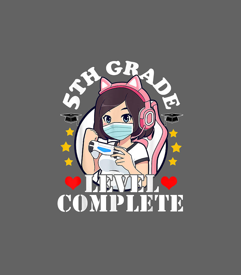 5th Grade Level Complete 2021 Graduation Anime Gaming Girls Digital Art ...