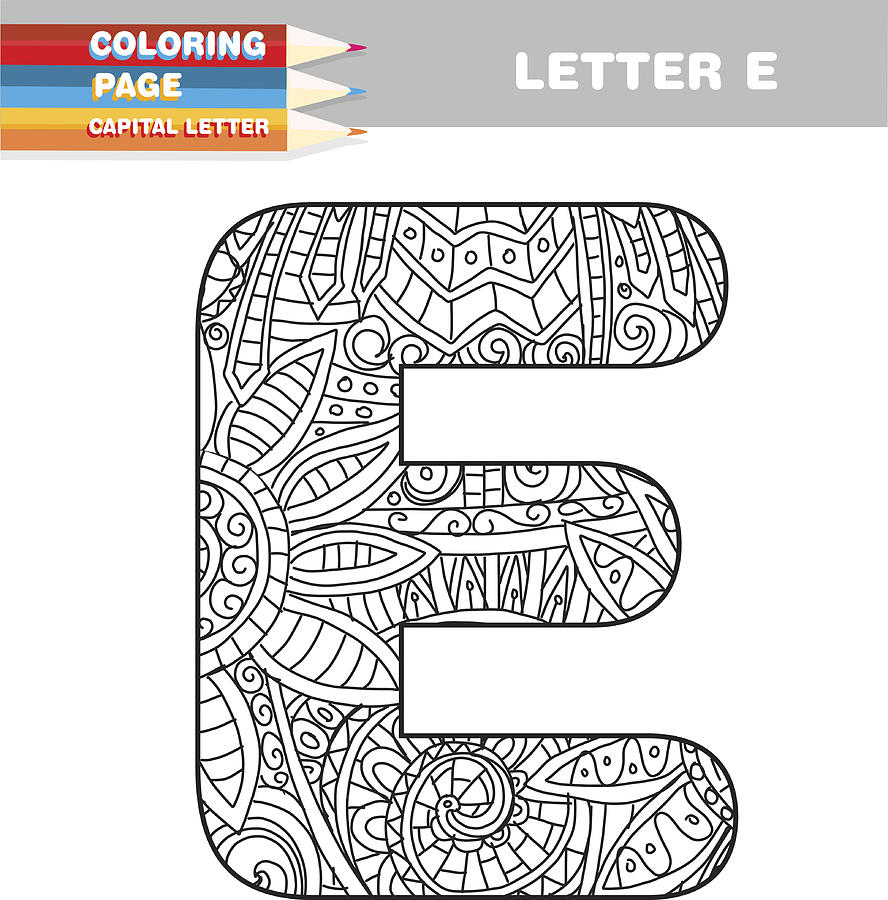 Adult Coloring book capital letters hand drawn template #6 Photograph by JDawnInk