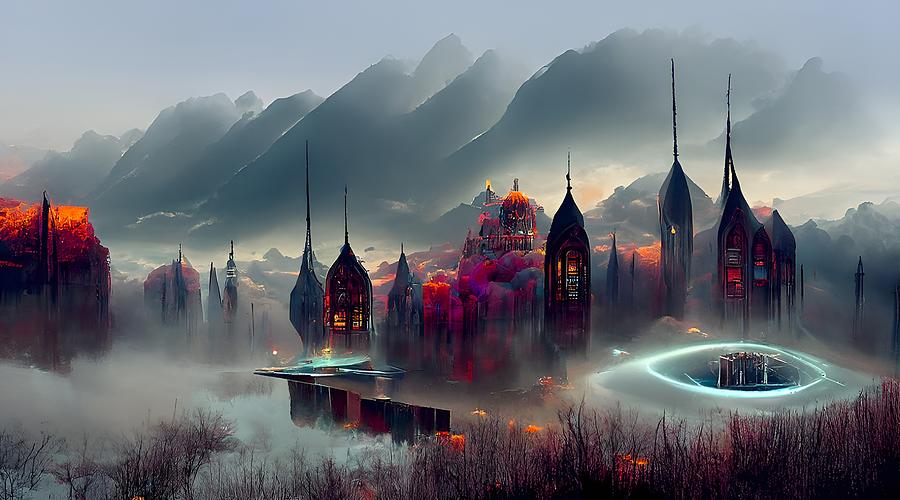 Alien City At Dawn 04 Digital Art by Frederick Butt