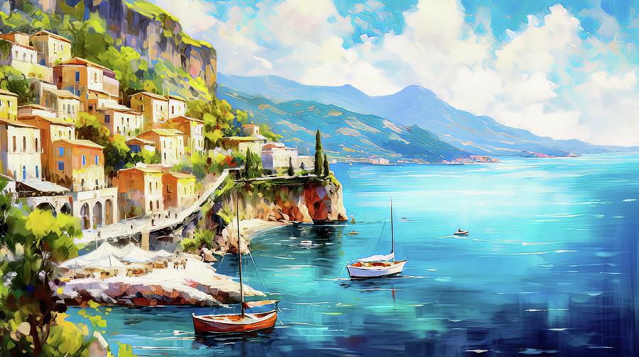 Amalfi Coast Portrait Digital Art By Fine Art Attic - Fine Art America