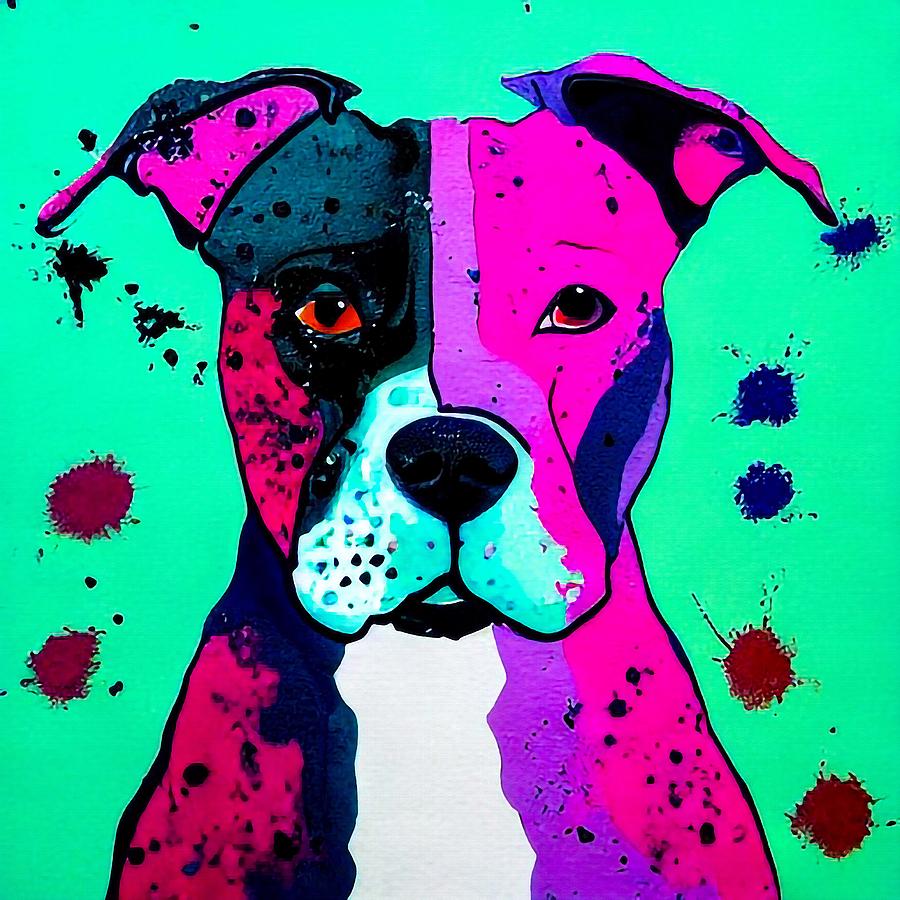 American Staffordshire Terrier Splatter painting Digital Art by Adrien ...