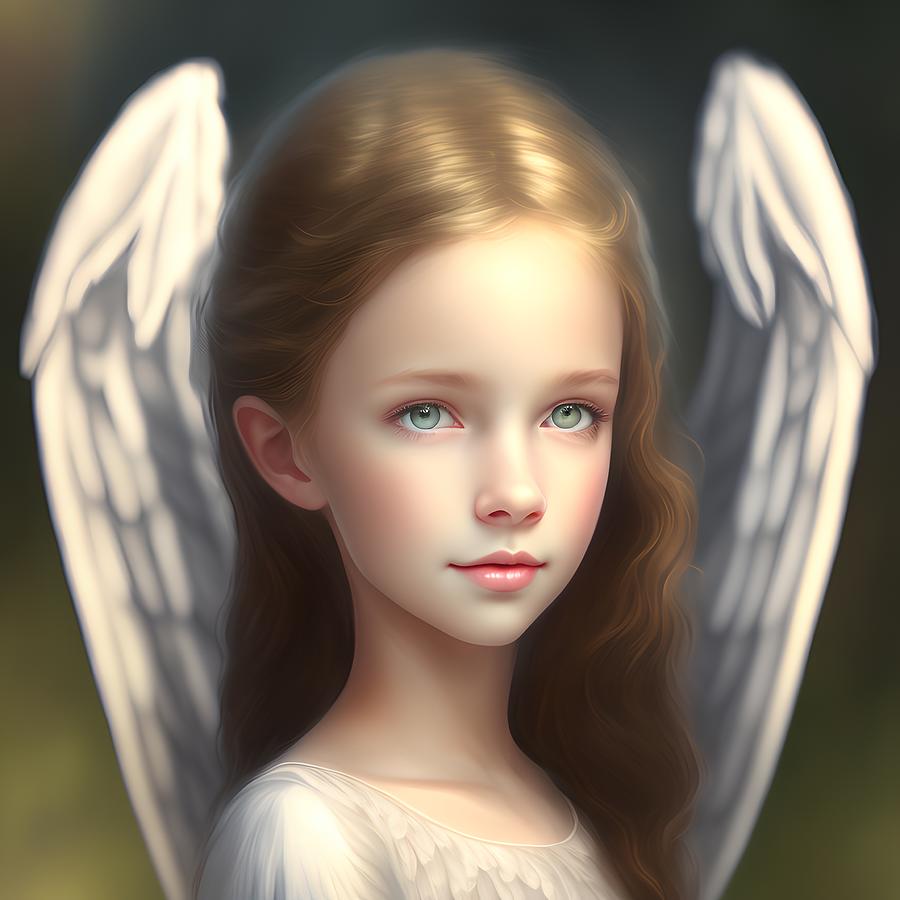 Angelic Girl Generative Ai Illustration Digital Art By Miroslav Nemecek Fine Art America 3518