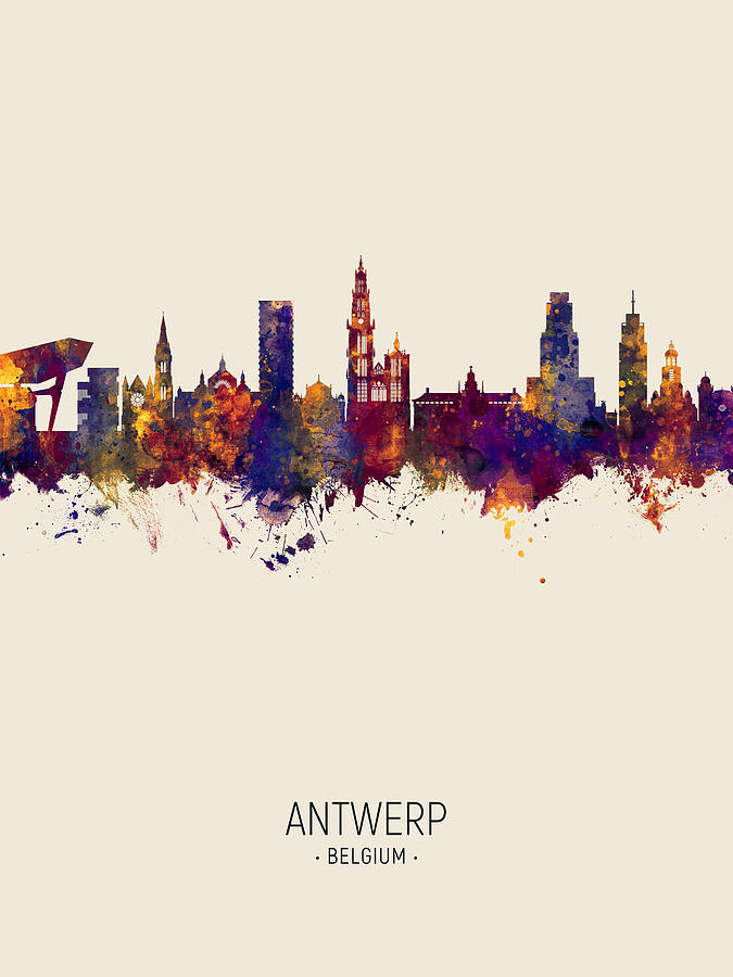Antwerp Belgium Skyline #6 Digital Art by Michael Tompsett