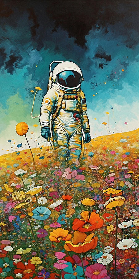 Astronaut in the flower field - Print Digital Art by SampadArt Gallery ...