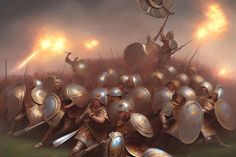 Attack by Roman Legions, Generative AI Illustration Digital Art by ...